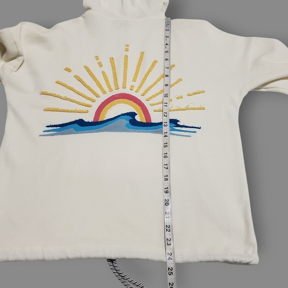 Faherty Womens Daybreak Hoodie Sz XS French Terry Cotton Sunrise Embroidered - Picture 12 of 13